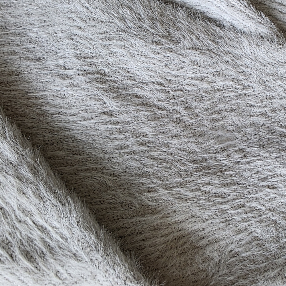 NWT Grey Cropped Knit Sweater Girlcore Soft Girl Aesthetic Layering Faux Fur M - Picture 5 of 7